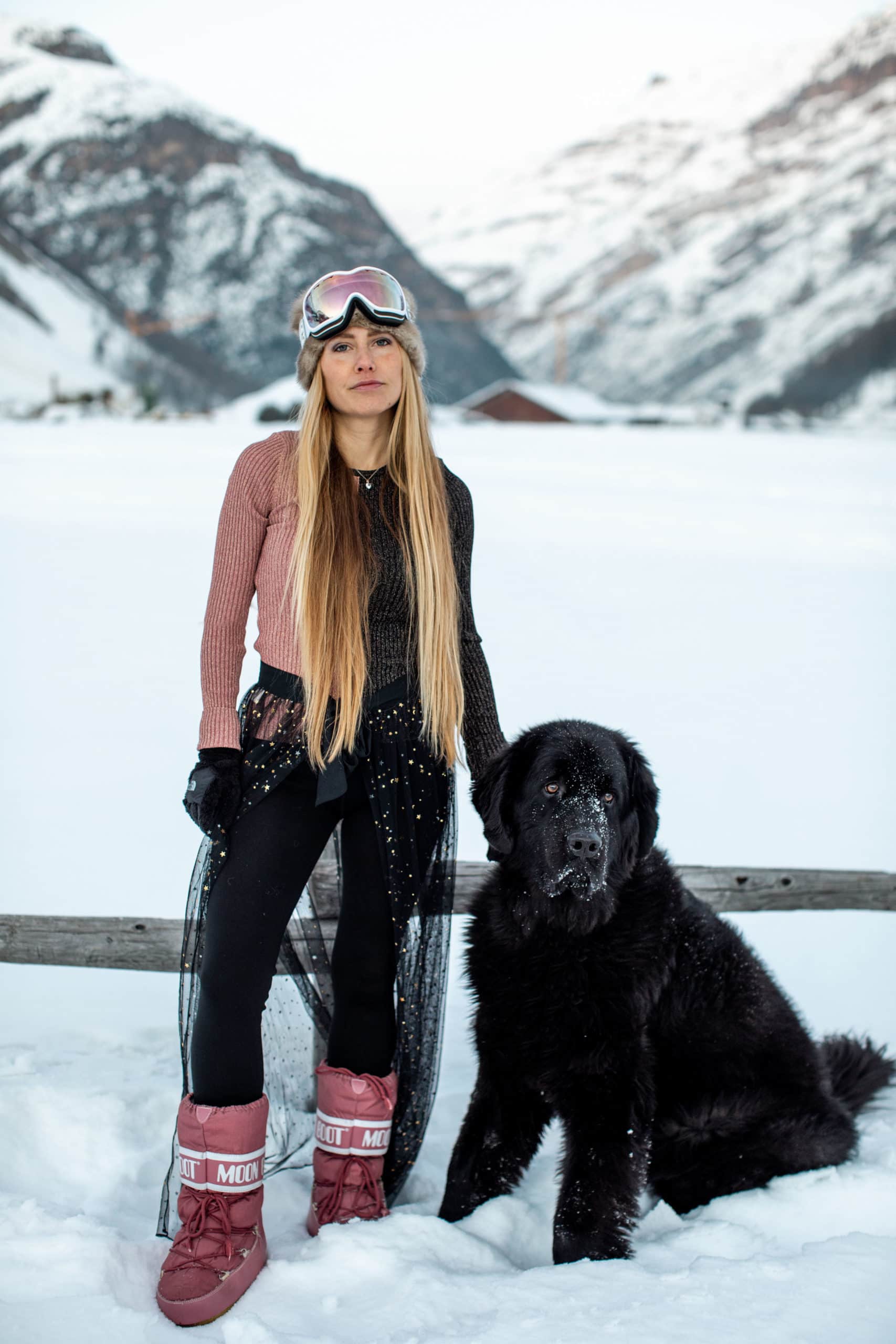 Lilly and Peppa in the mountains of Livigno, Italy